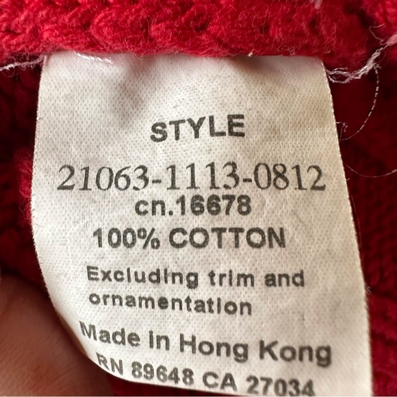 Blue Willi’s Red Cotton Cable Knit Full Zip Cardigan sweater - Picture 12 of 13